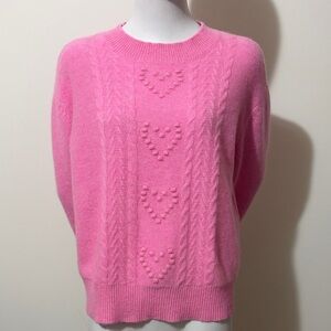 Charter  Club Luxury Cashmere Pink Lucky Heart Cable Knit Sweater Size M